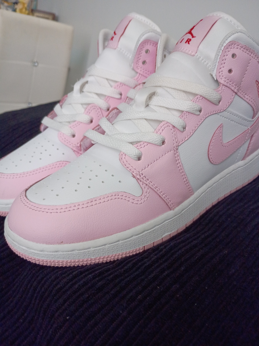 Nike Pink and White Mid-Top Sneakers